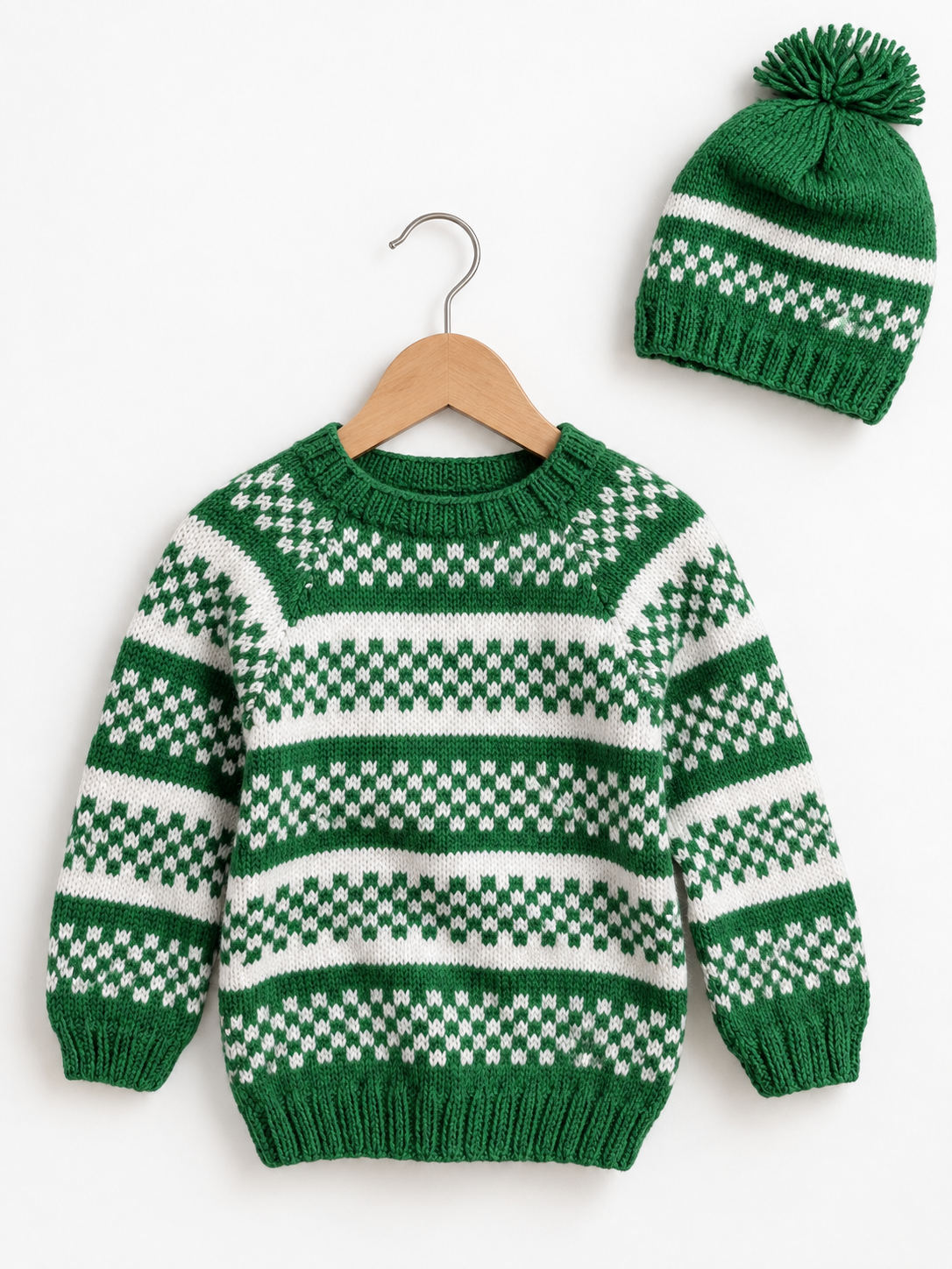 Handmade jacquard knit woollen sweater