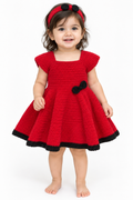 Handmade woollen bow applique dress