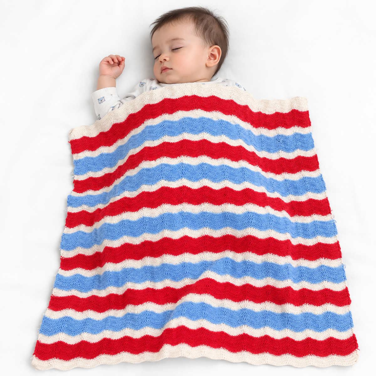 Handmade baby zig zag design full size blanket