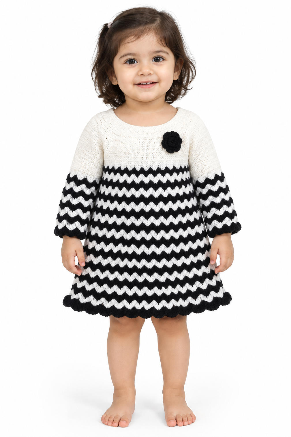 Handmade baby Woolen full sleeves dress
