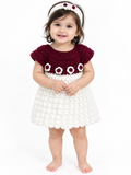 Handmade baby woollen flower appliqué sleeveless dress