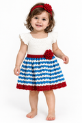 Handmade woollen flower appliqué dress