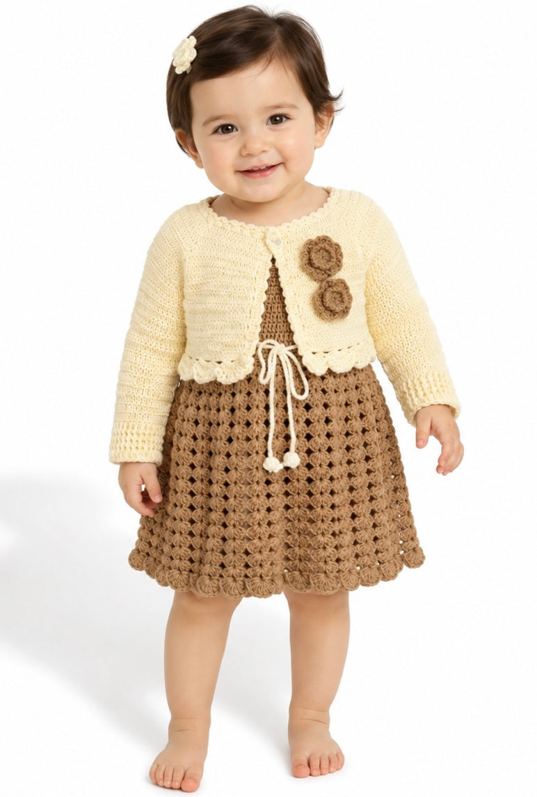 Handmade woollen set with koti & frock